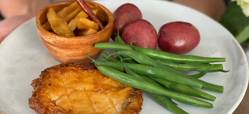 Plated schnitzel