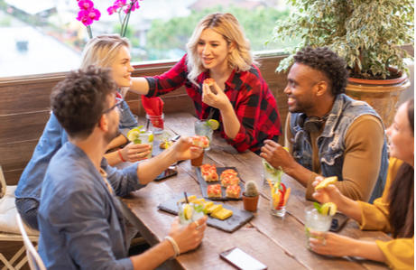 Teens at a restaurant