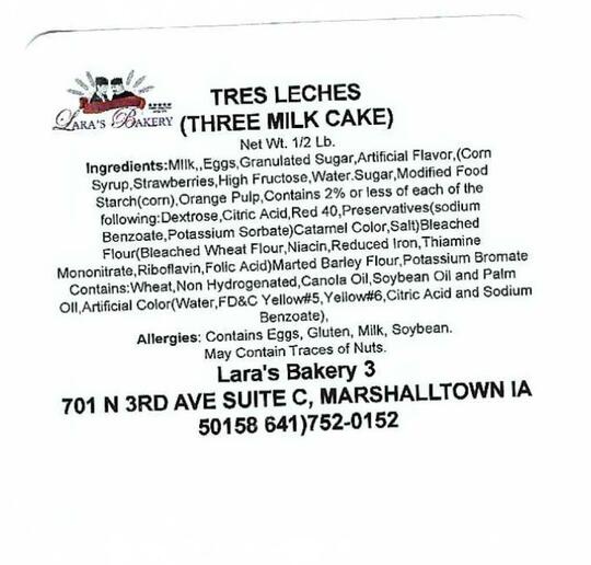 tres leche label