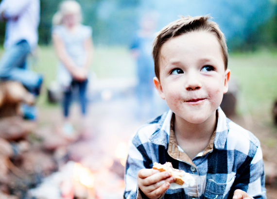 Kid eating a smore