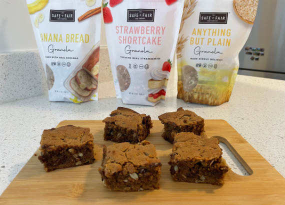 Blondie brownies with Safe + Fair granola