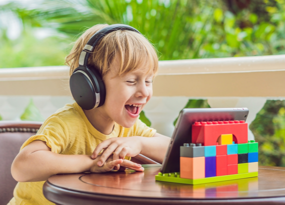 kid doing a video call