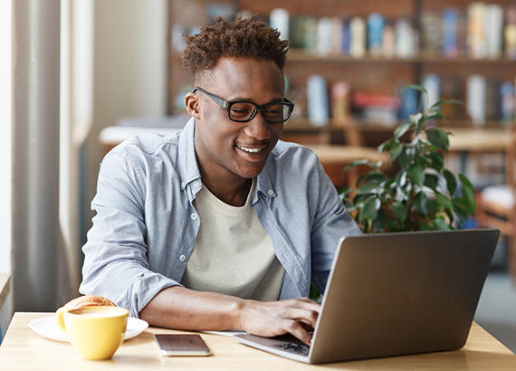 man on computer