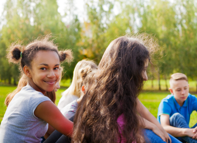 kids sitting and talking