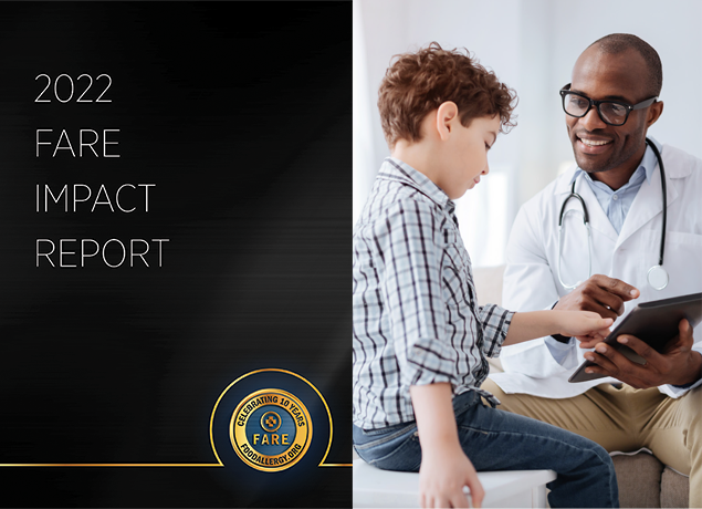 FARE Impact Report cover with picture of doctor and patient