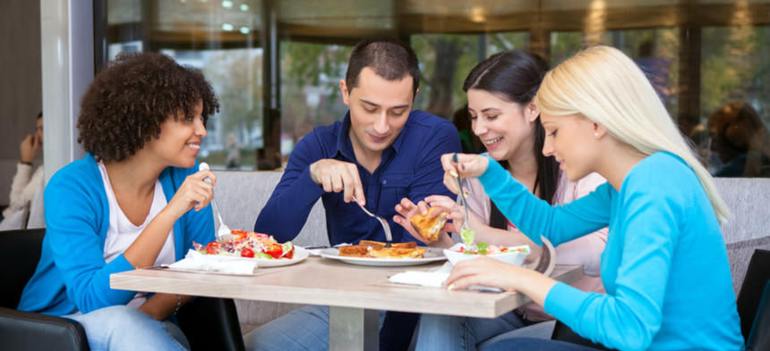 teens at a restaurant