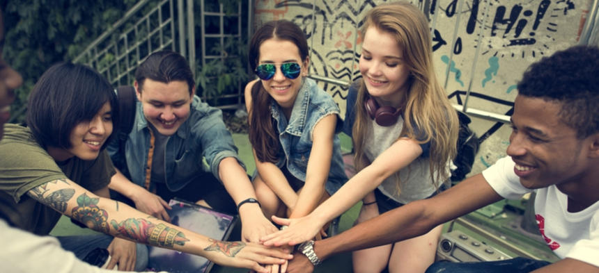 Teens hanging out