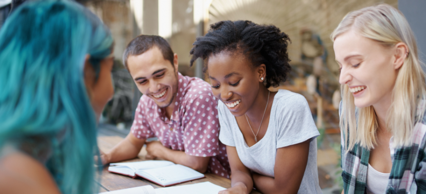 Teens studying